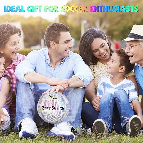 Miniatura 6 de Balón de fútbol holográfico reflectante tamaño 4 y 5 para niños y adultos, alta visibilidad para juegos nocturnos, entrenamiento, regalo ideal para