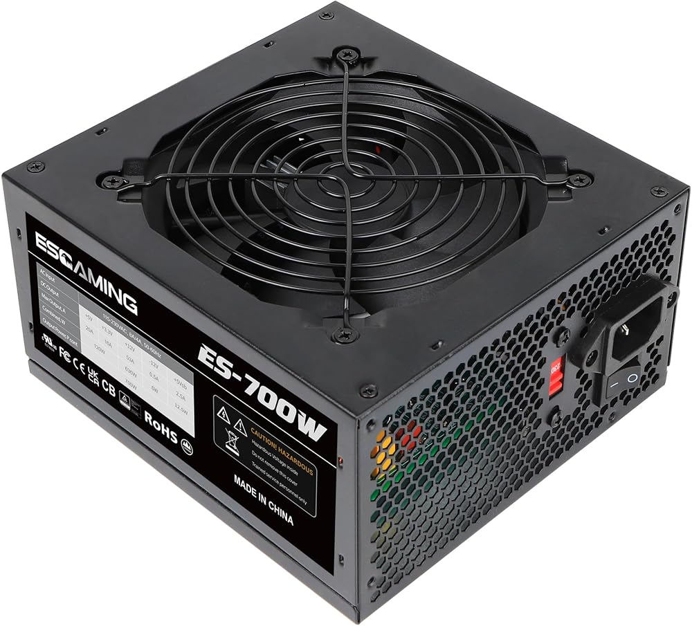 700W ATX Power Supply Non Modular PSU with 4+4 Pin Connectors Auto-Thermally Controlled 120mm Fan, 115/220V Switch — 사진 1