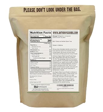 Anthony's Organic Black Cocoa Powder, 1 lb, Unsweetened, Dutch Processed, Gluten Free, Non GMO (Pack of 2)