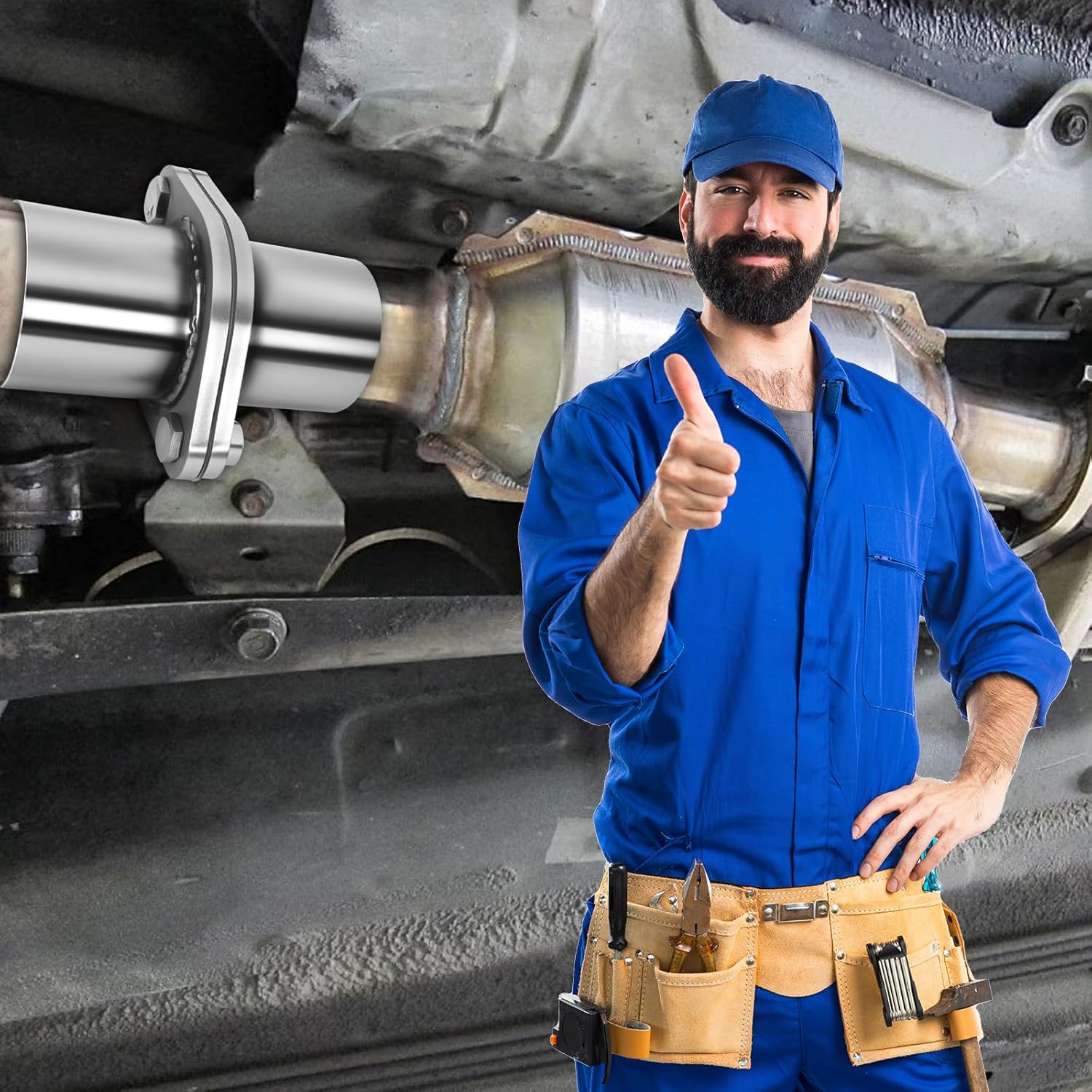 2 Pack Flange Bolts Quick Fix Repair Pipe Kit w/Gasket & Hardware, 2.5'' Inch OD 2 Bolts Stainless Steel Universal Flange Replacement Kit (2.5OD)