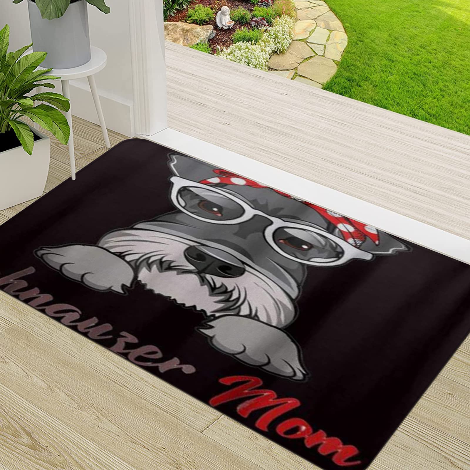 Felpudo de Entrada,Perro Schnauzer Mamá Arte,Alfombra Absorbente para Atrapar,Alfombrilla Antideslizante,Pasillo,Dormitorio,50x80cm