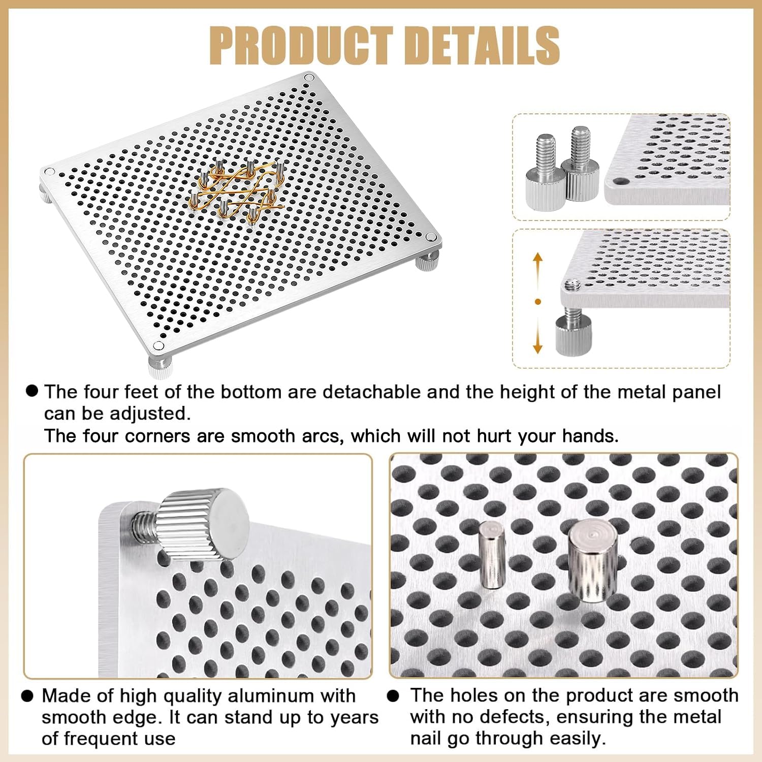 The ELYVEXION Adjustable Wire Bending Jig with Safe Rounded Corners - Complete Wire Wrapping Kit with 32 Metal Pegs for Jewelry Making Supplies