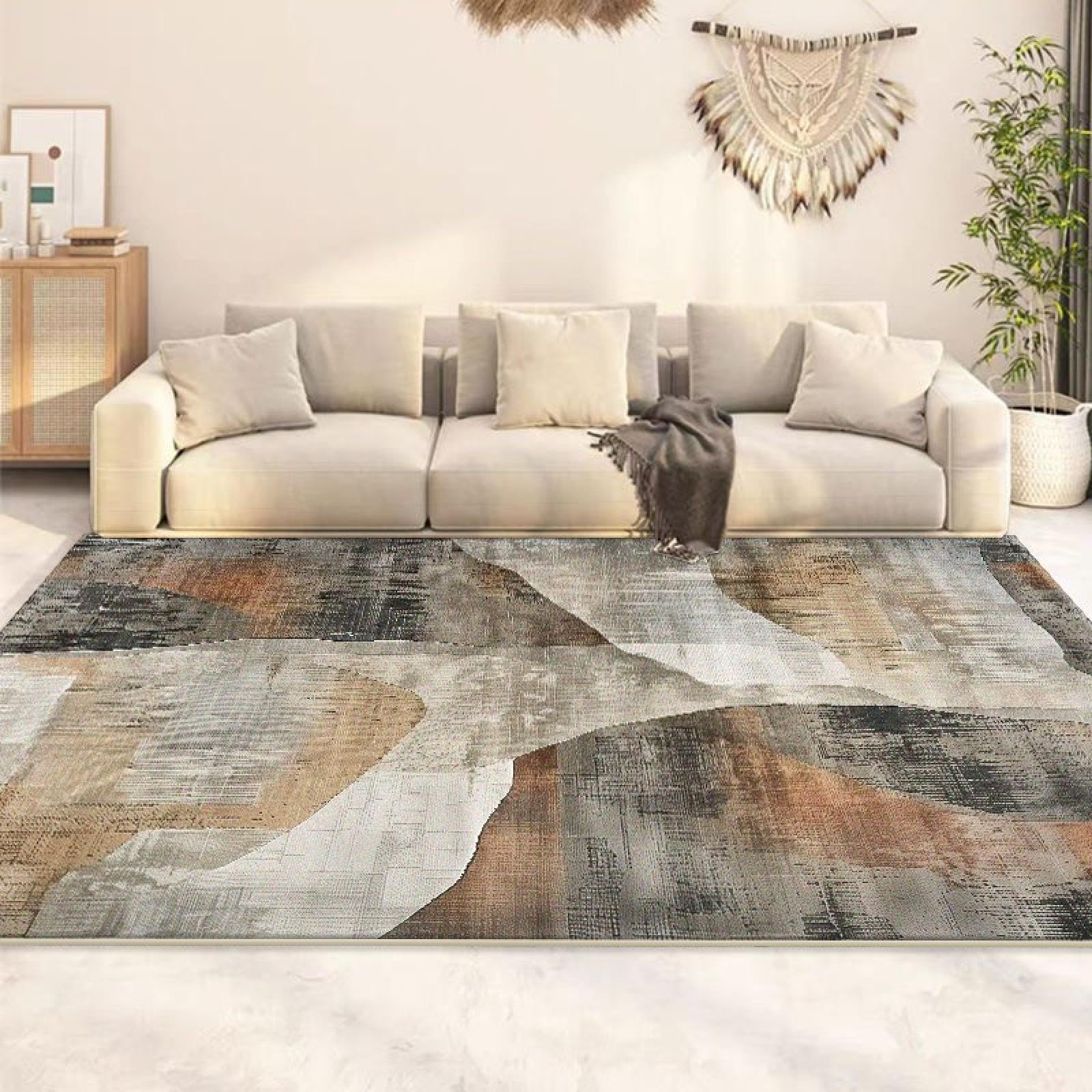 Tapis abstrait lavable et facile à nettoyer pour grand salon familial