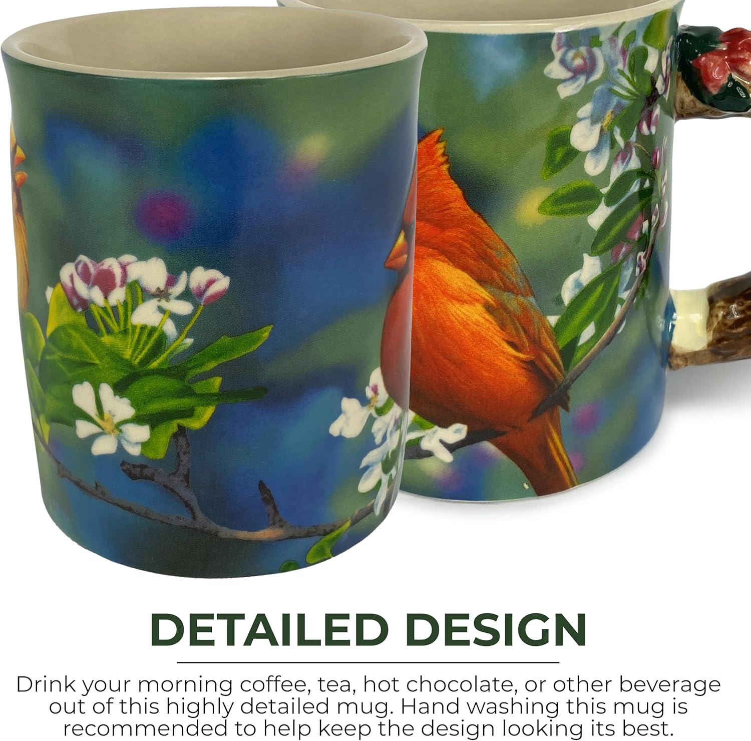 Rivers Edge Products 3D Ceramic Coffee Mug with Handle, 15 Ounces, Espresso Cups and Coffee Cups Ceramic, Perfect for Coffee, Expresso, Latte, or Tea