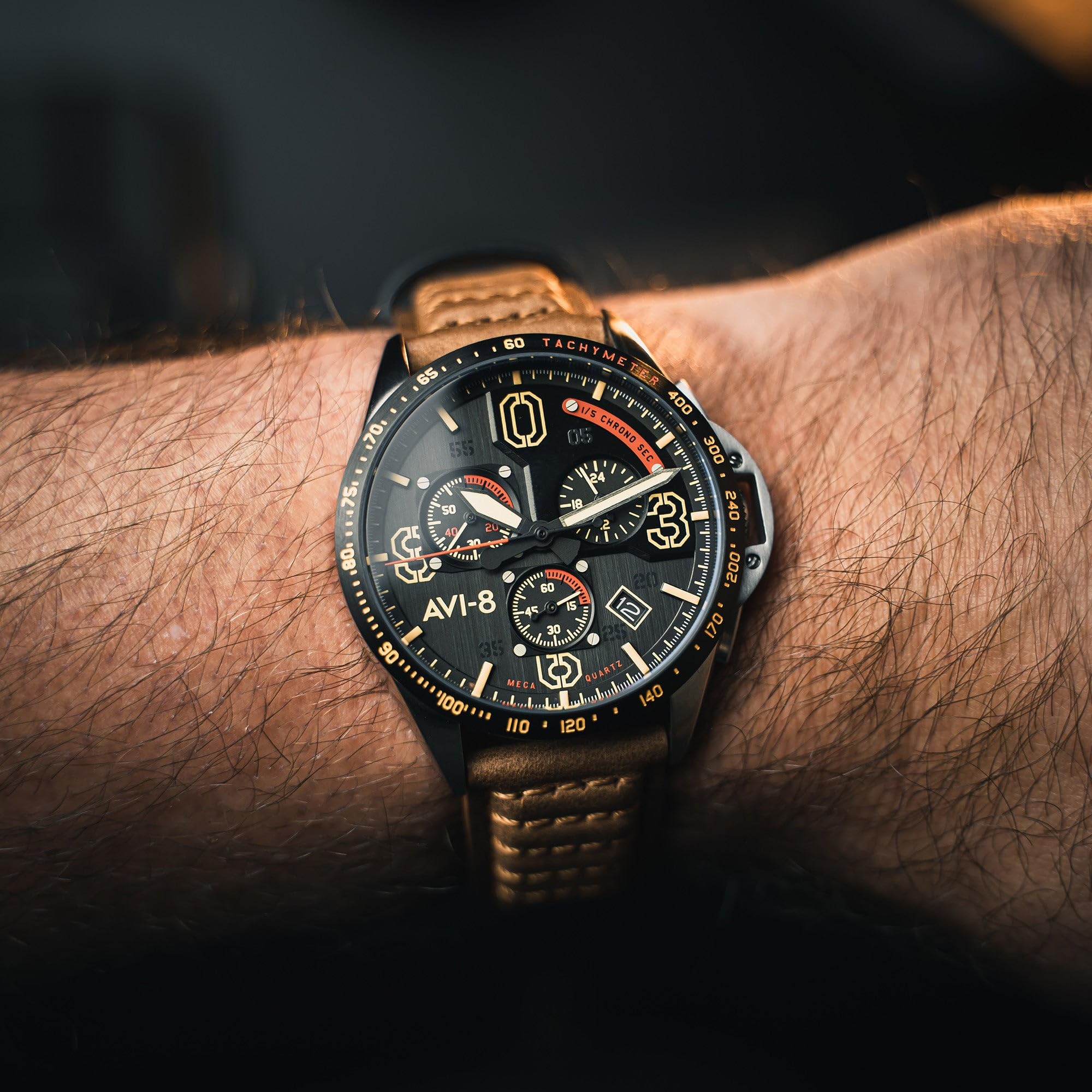 AVI-8 Męski 43 mm P-51 Mustang Blakeslee Japoński chronograf Meca-kwarcowy zegarek pilotażowy ze skórzanym lub nierdzewnym paskiem AV-4077