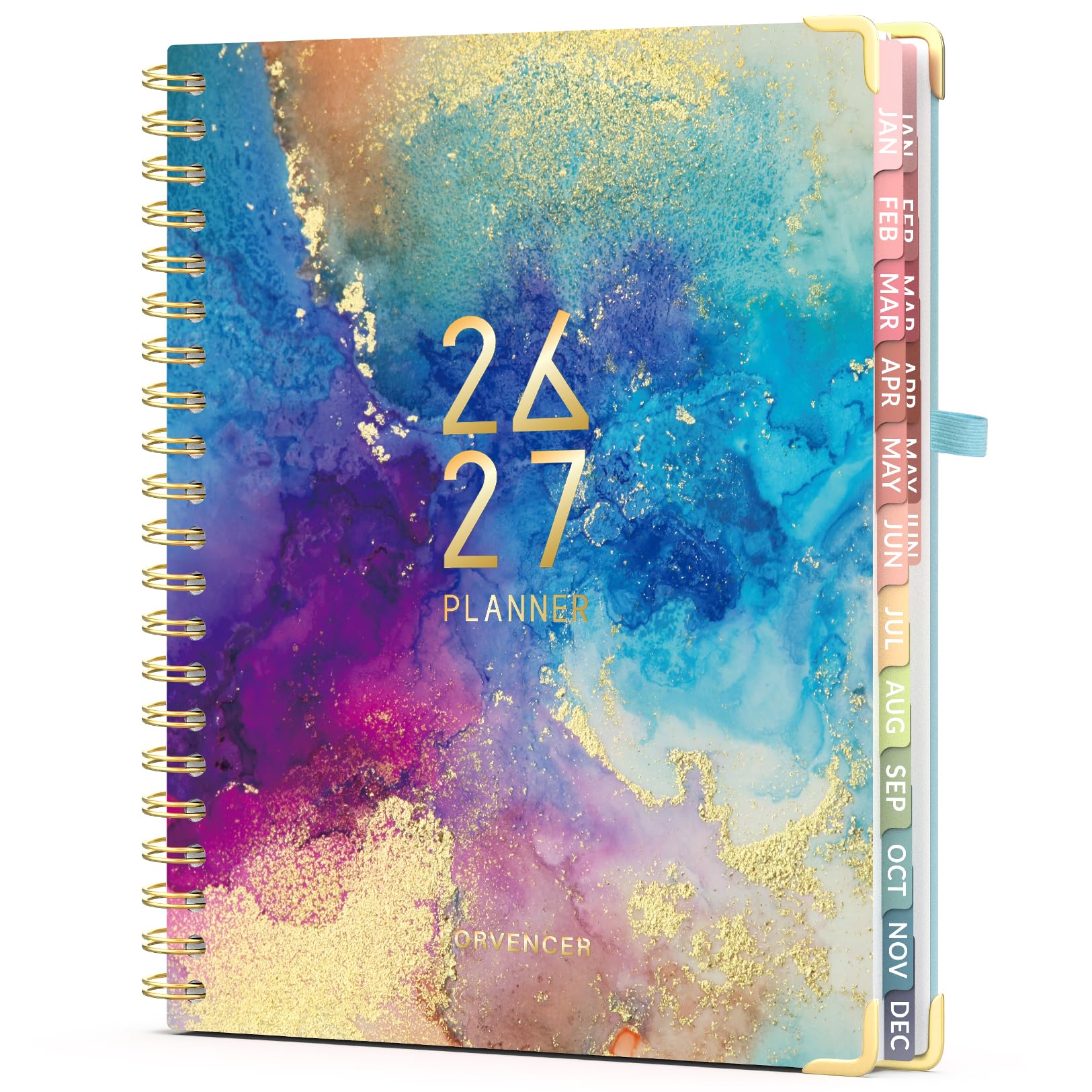 Forvencer Planner 2026-2027, 18 Month Weekly and Monthly Calendar Planner, Jan 2026 -June 2027, 8.5" x 11", Daily Agenda Book with Tabs, College School Supplies for Student Teacher, A4, Marble Style