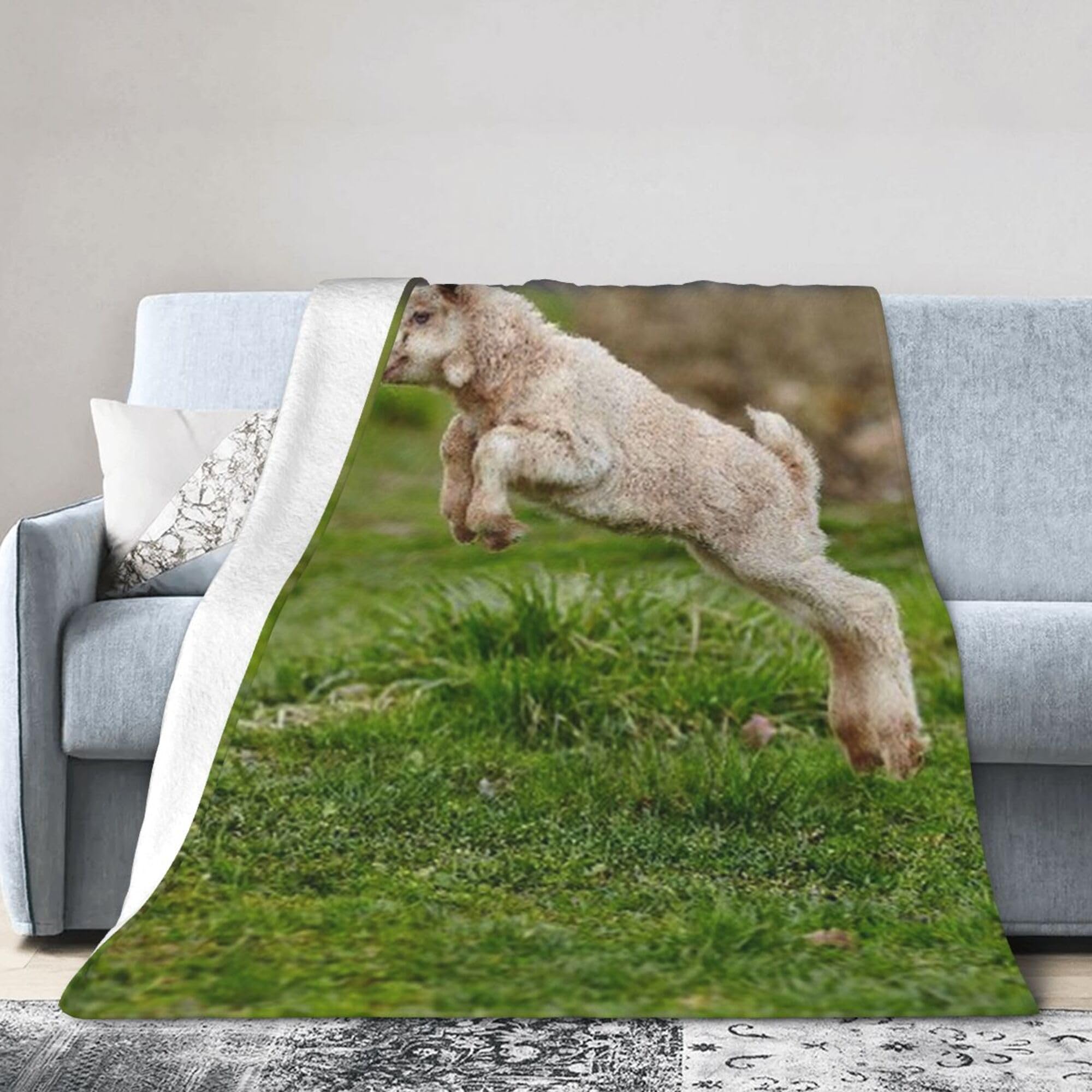 Melbrakin Black Cute Baby Goat Blanket Super Soft Flannel Blanket Comfy Cozy Throw Blanket Couch Lightweight Blankets For Living Room Bedroom 80"X60"