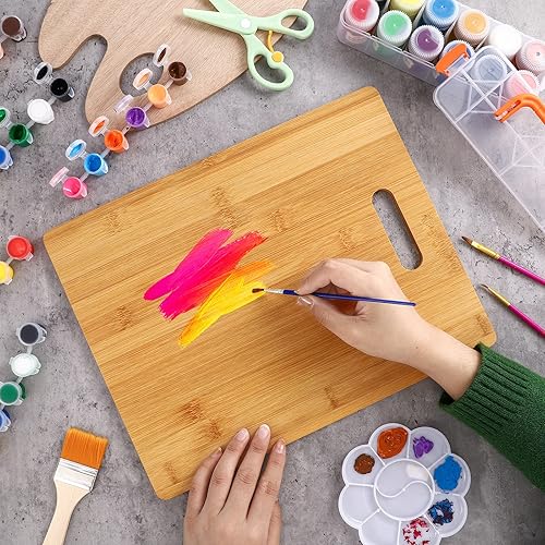 Miniatura 7 de Vesici Paquete de 18 tablas de cortar de bambúmadera con asas a granel en blanco liso grabado láser tabla de cortar para grabado personalizado,