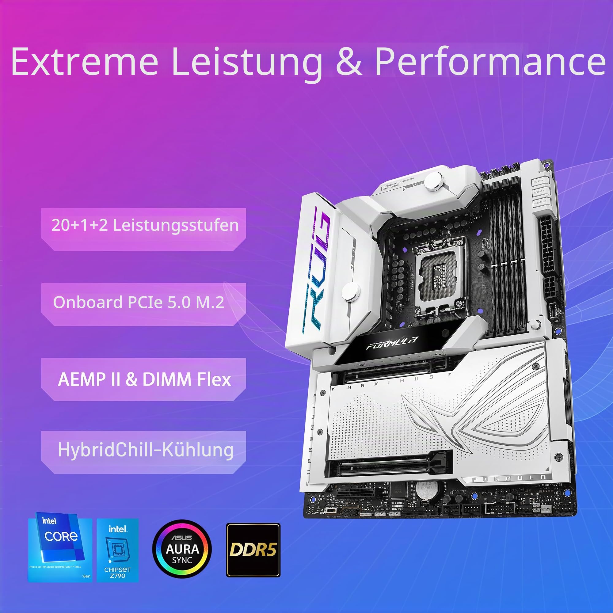 ASUS ROG Maximus Z790 Formula Gaming Mainboard Sockel Intel LGA1700 (ATX, DDR5, WiFi 7, 5X M.2, PCIe 5.0, Thunderbolt 4, AI Cooling II, Aura Sync)
