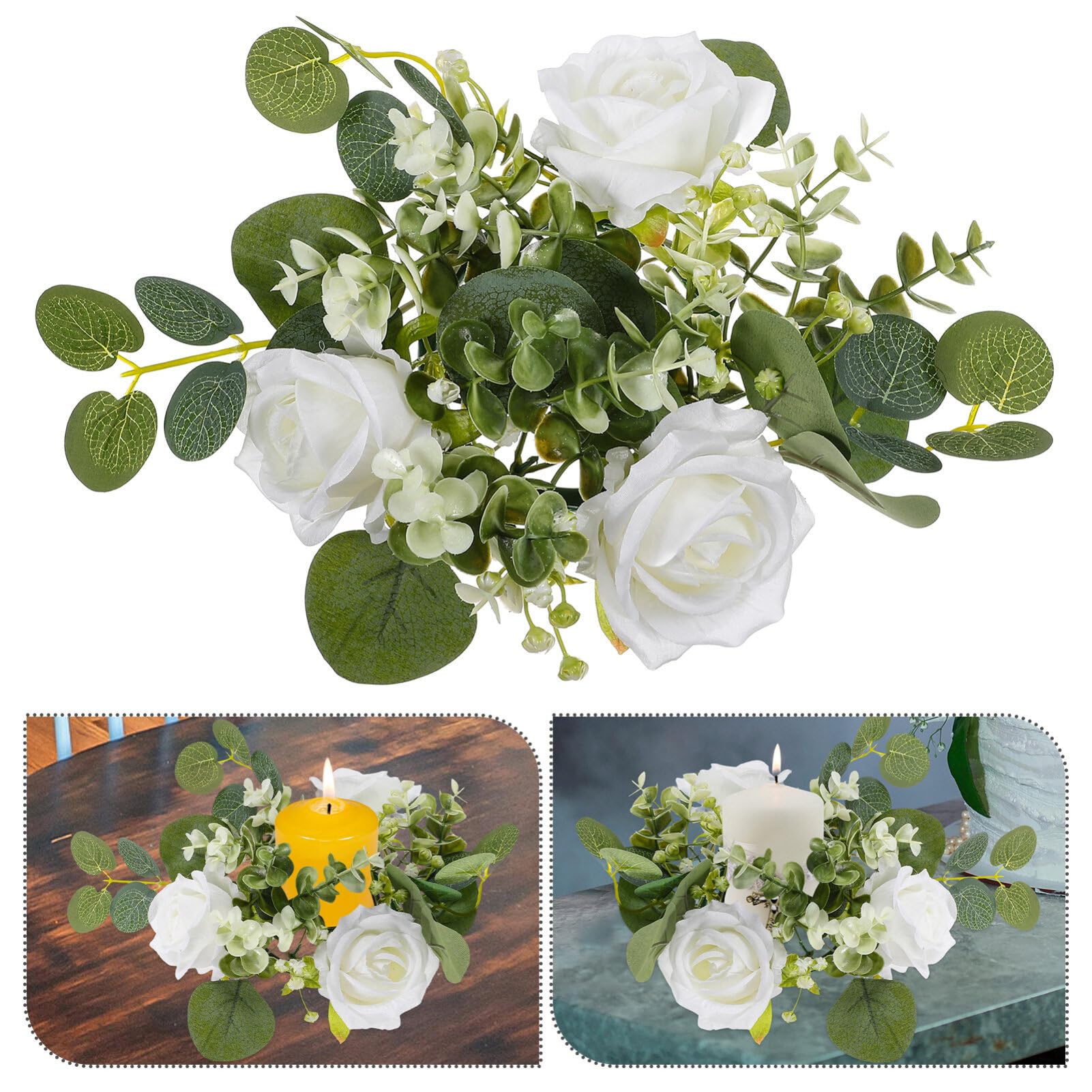 Cabilock Couronne De Bougies Et Roses Artificielles Pour Mariage Maison