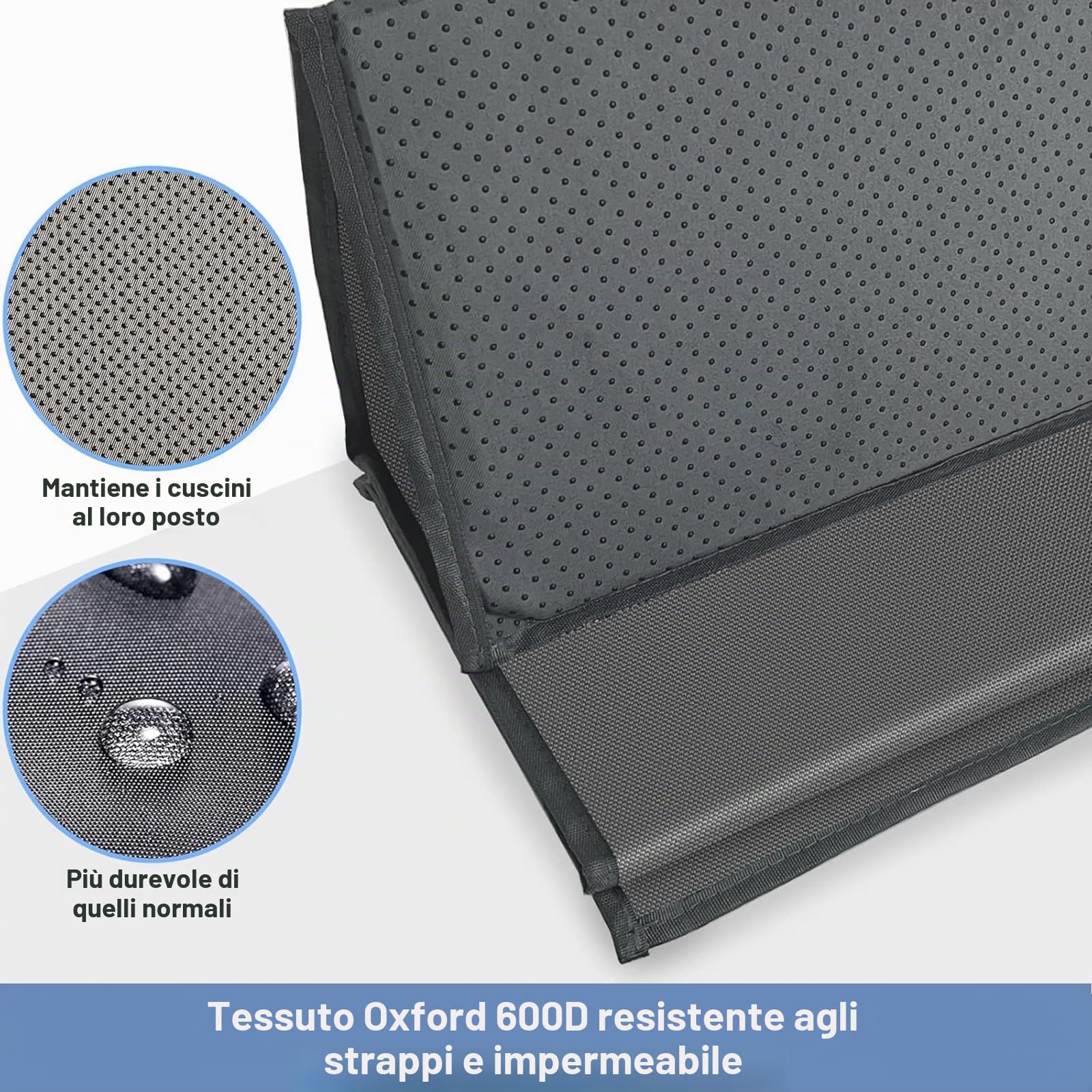 Cuscino Salvadivano Pieghevole 167,5x43 cm con Superficie Oxford e Supporti in Legno