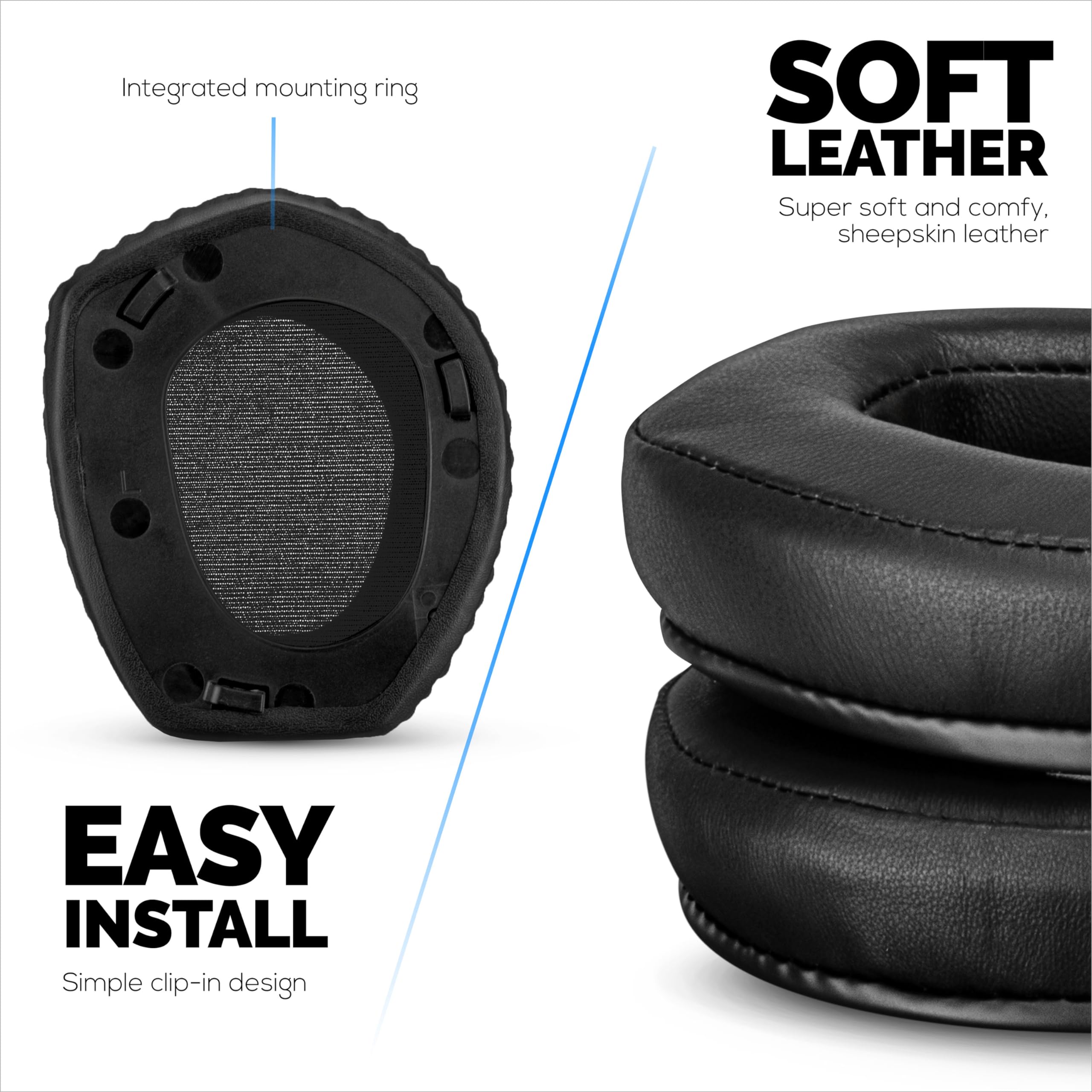 Almohadillas de repuesto de piel de oveja para auriculares SENNHEISER RS165, RS175, RS185 y RS195, piel auténtica suave y almohadilla de espuma viscoelástica, HDR165, HDR175, HDR185, HDR195, por