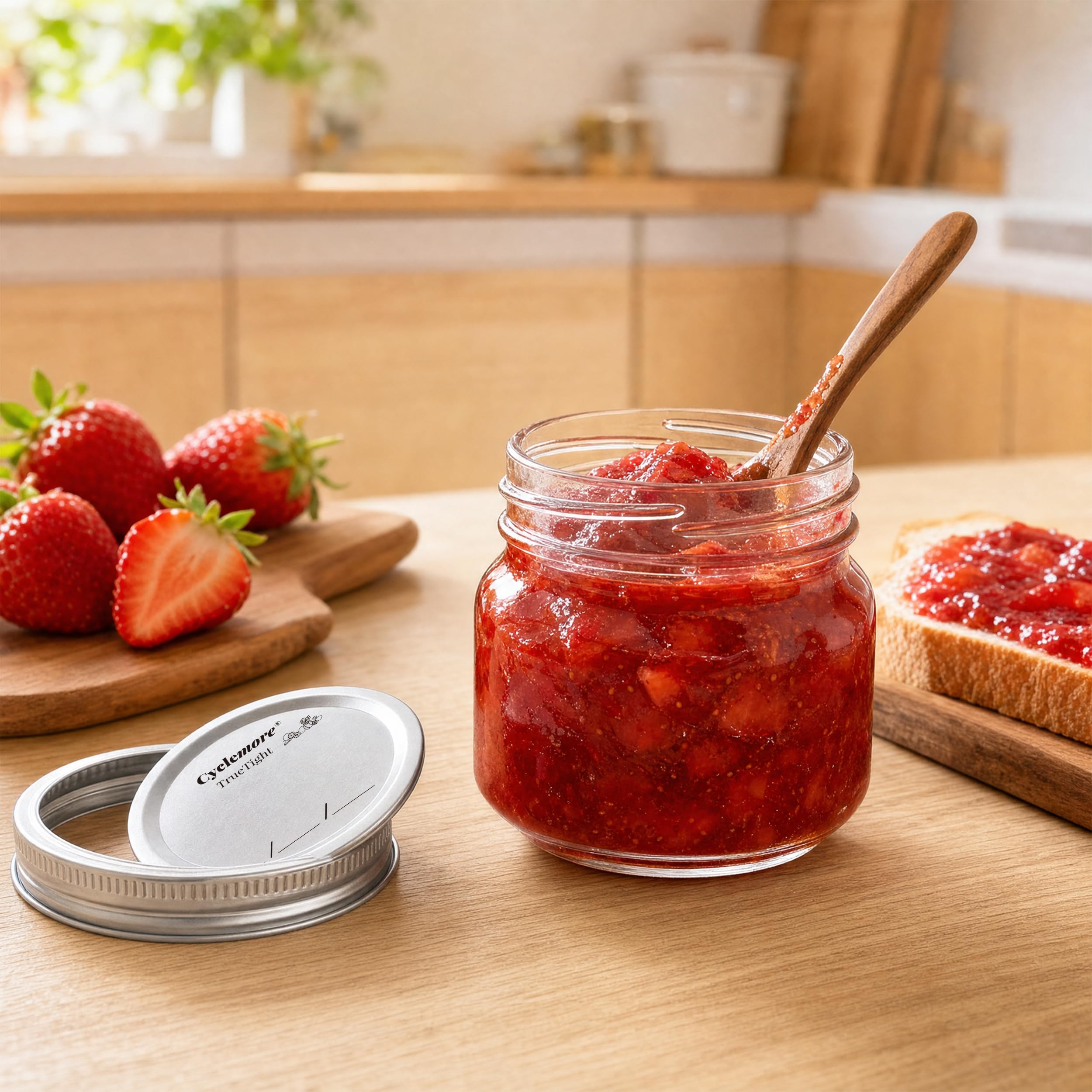 CycleMore 24 barattoli in vetro trasparente da 226,8 g, con coperchi separabili in argento regolare, barattoli rotondi per spezie, per miele, marmellata, erbe, bomboniere, conservazione della cucina,
