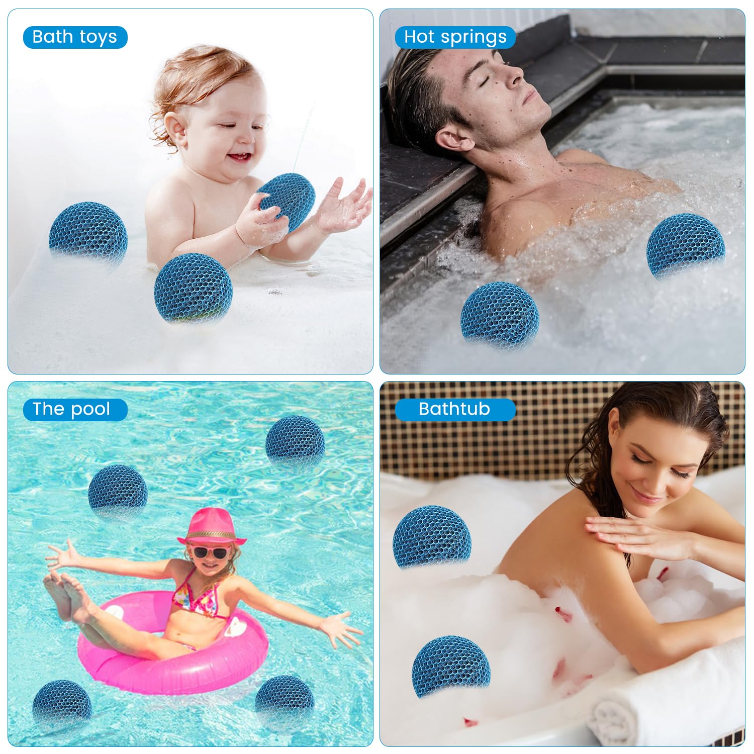 YumSur 6 Stück Whirlpool Schaum Absorber, Pool Absorbierball ölabsorbierender Schaumschwamm,Whirlpool Schaumreiniger Verschlingt Abschaum für Schwimmbäder und Spas(Style 2)