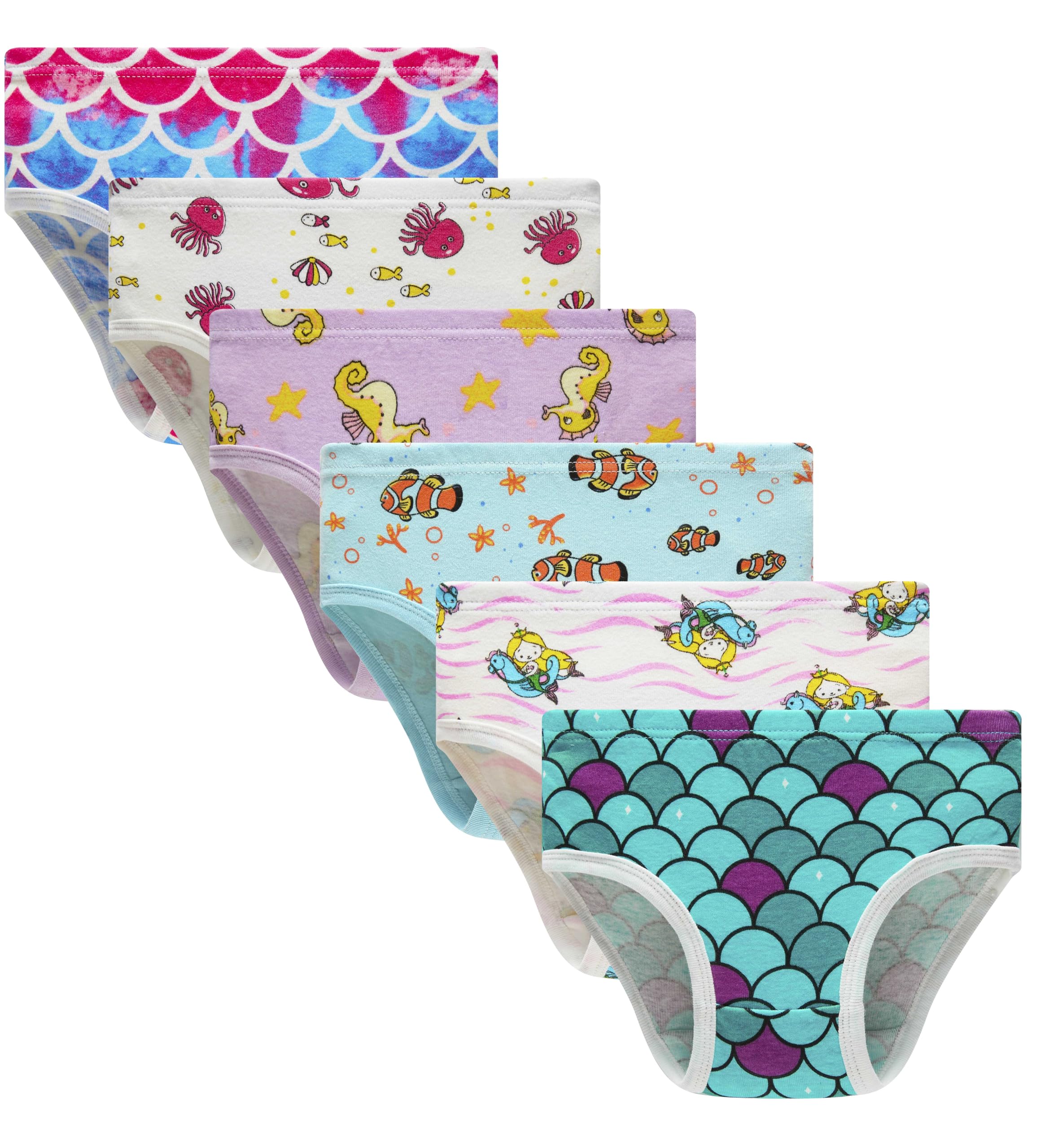 Little Girls' Soft Cotton Underwear Kids Cool Breathable Comfort Panty Briefs Toddler Undies(Pack of 6)