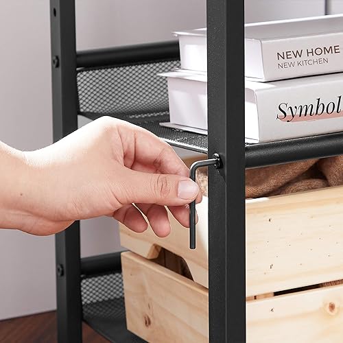 Miniatura 9 de VASAGLE - Juegos de 2 mesas auxiliares con estantes de malla ajustables, para sala de estar o dormitorio, con marco de acero industrial estable,