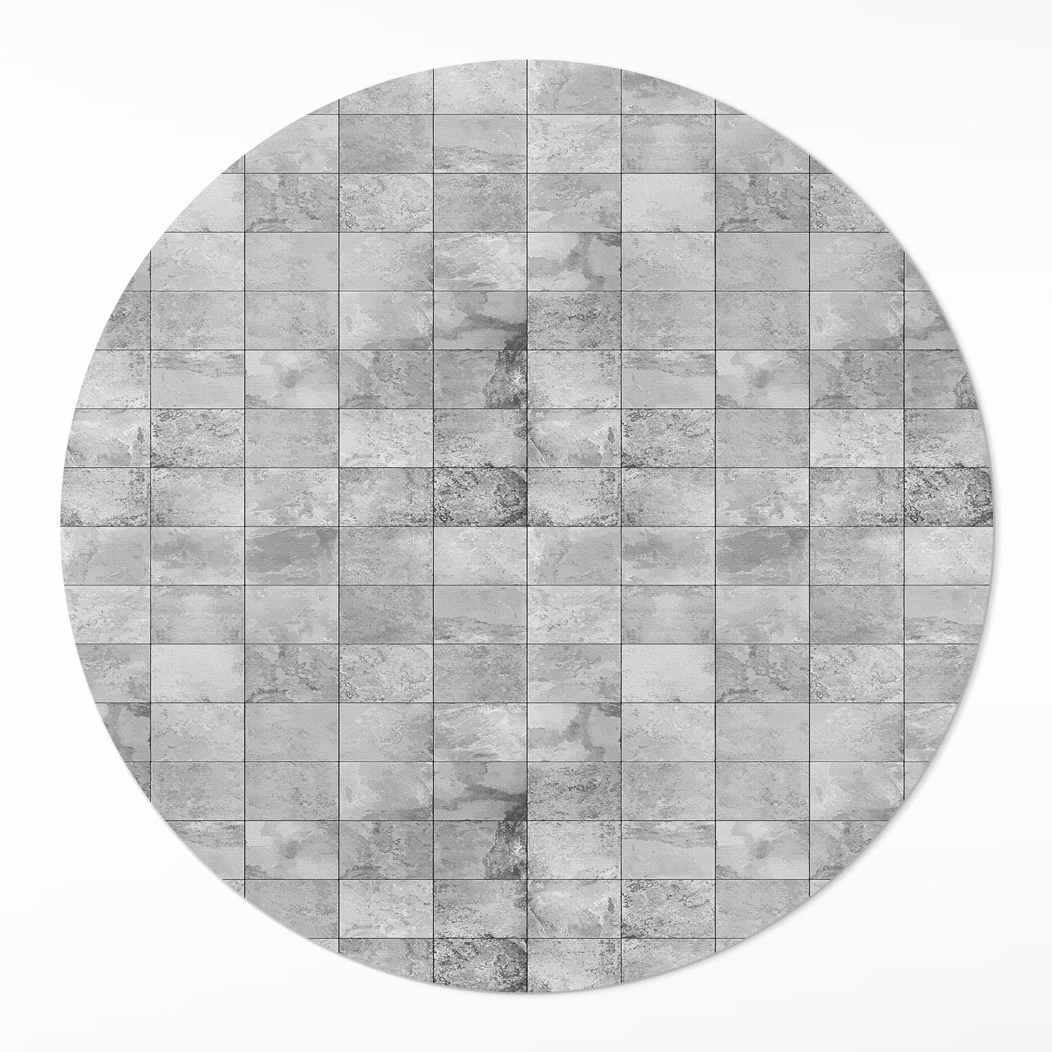 Tapis vinyle rond ø90 cm aspect carreaux en pierre pour cuisine et salon