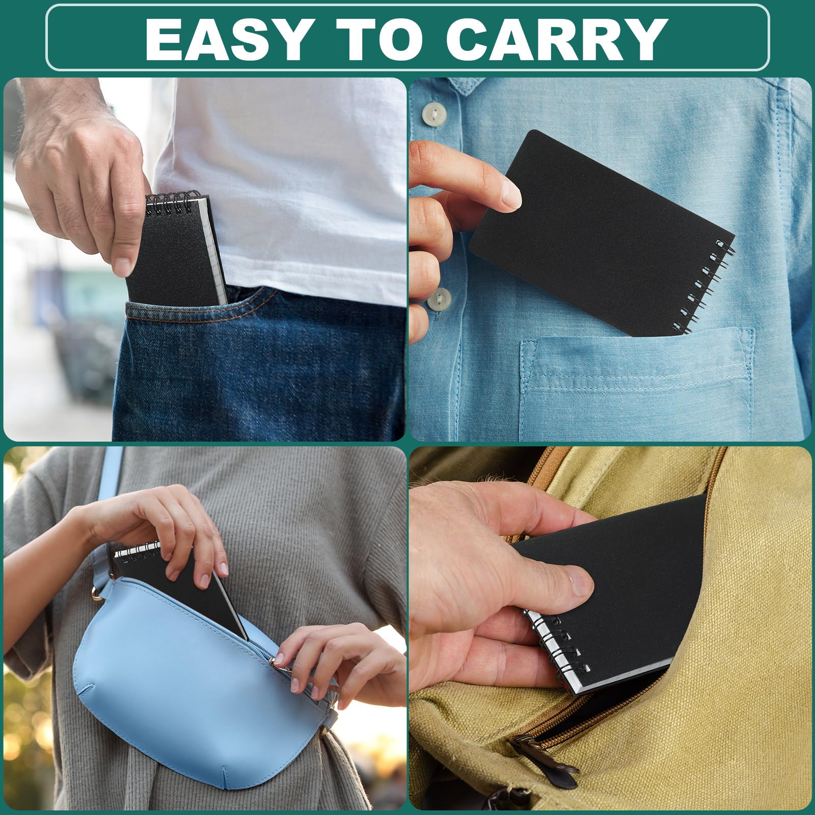 Qilery 12 cuadernos de papel cuadriculado impermeables de 3 x 5 pulgadas, para todo tipo de clima, bloc de notas de policía, cuaderno en espiral, bloc de notas de cuadrícula para oficina (negro)