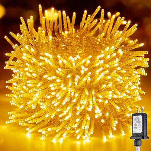 Minetom Luces de árbol de Navidad para exteriores, 200 luces LED de 10 pies, 12 modos de temporizador, impermeables, conectables, enchufables, luces