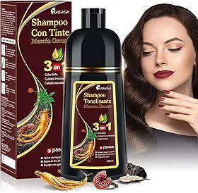 KAISASA Shampoo Tonalizante 3 em 1 Marrom Escuro, para disfarçar cabelos brancos –Shampoo de Tintura de Cabelo 500ml