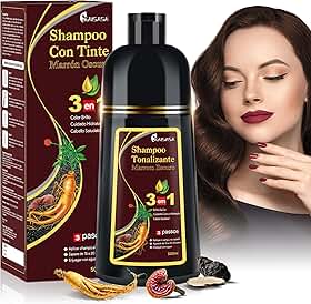 KAISASA Shampoo Tonalizante 3 em 1 Marrom Escuro, para disfarçar cabelos brancos –Shampoo de Tintura de Cabelo 500ml