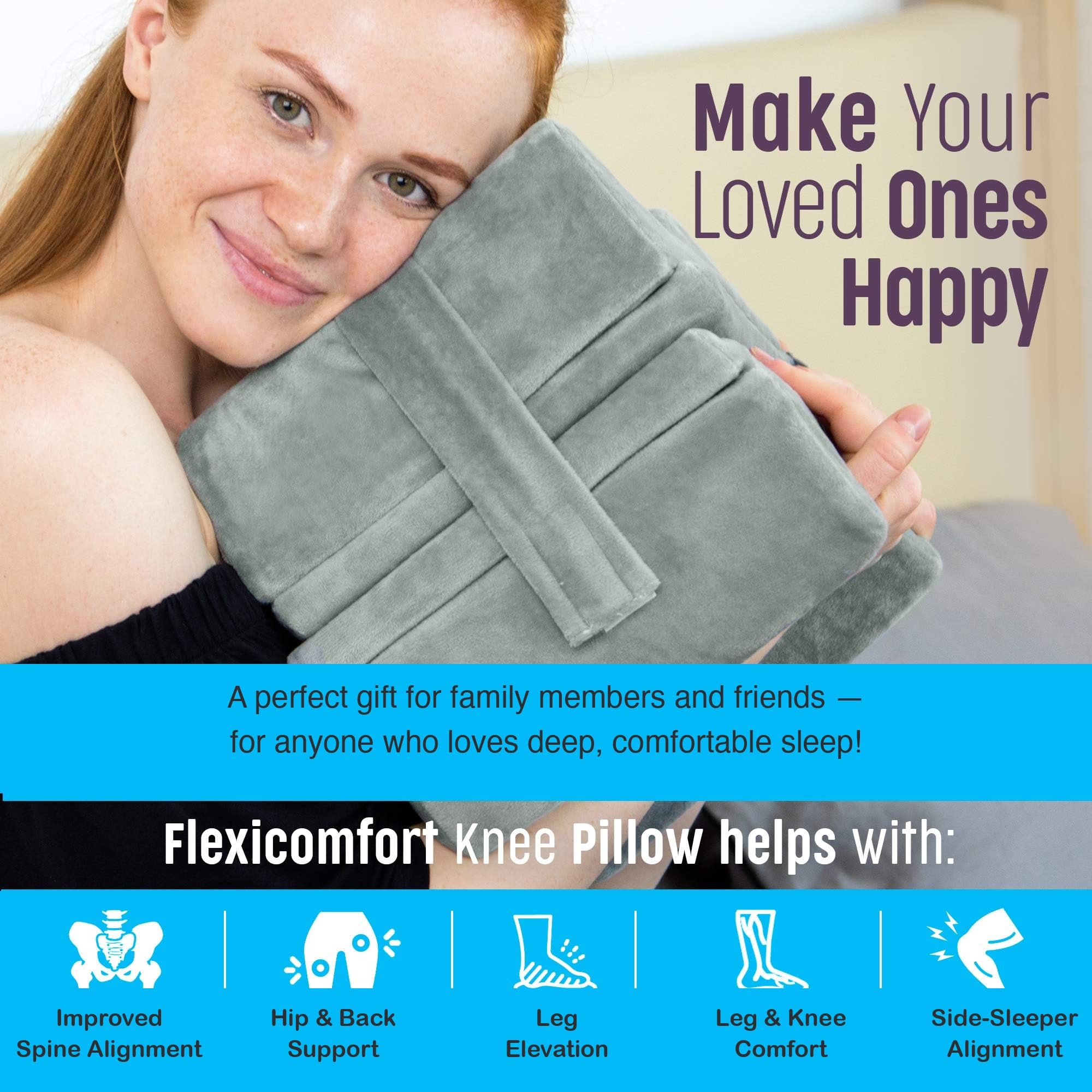 Almohada de Rodilla para Personas Que Duermen de Lado, Capas de Espuma viscoelástica extraíbles para Personalizar el Grosor, Almohada ortopédica de Cadera para Entre piernas Cuando