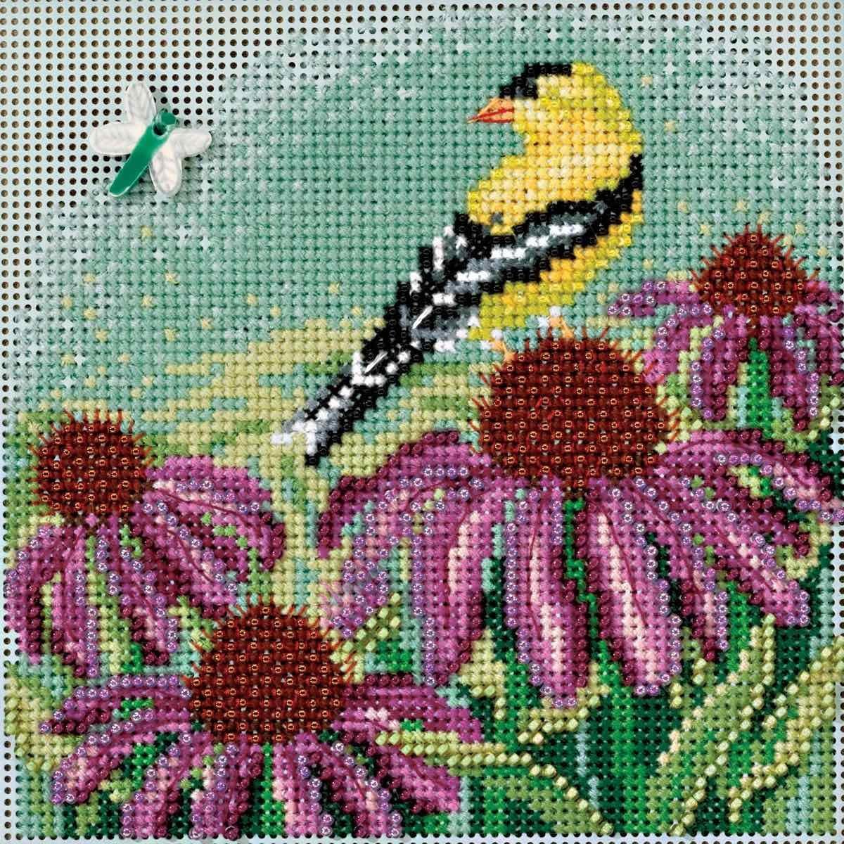 Goldfinch Cross Stitch Kit Mill Hill 2017 Buttons Beads Spring MH141712