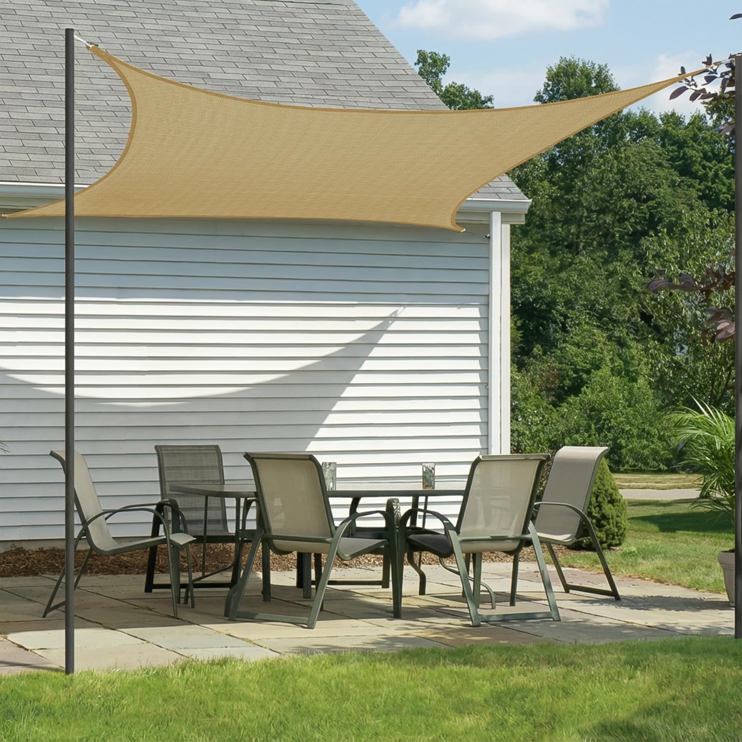 HIPPO 150 GSM Rectangle Shade Sail Sun Shade UV Block for Canopy Cover, Patio, Garden, Pergola, Balcony & Open Areas (CAM-Beige-9.5FTX10FT)
