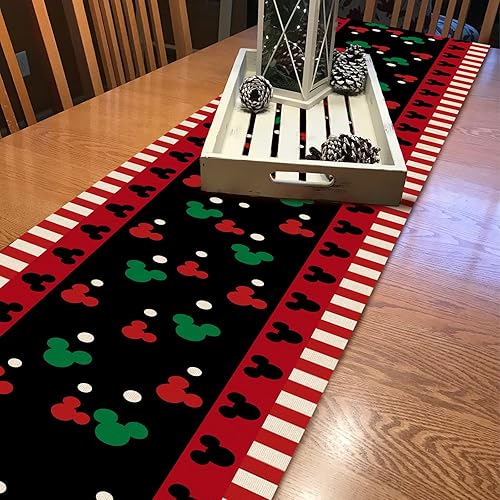 Miniatura 6 de Seliem Camino de mesa de ratón rojo y negro, divertido diseño de lunares para el hogar, decoración de cocina para el hogar, vacaciones de invierno,