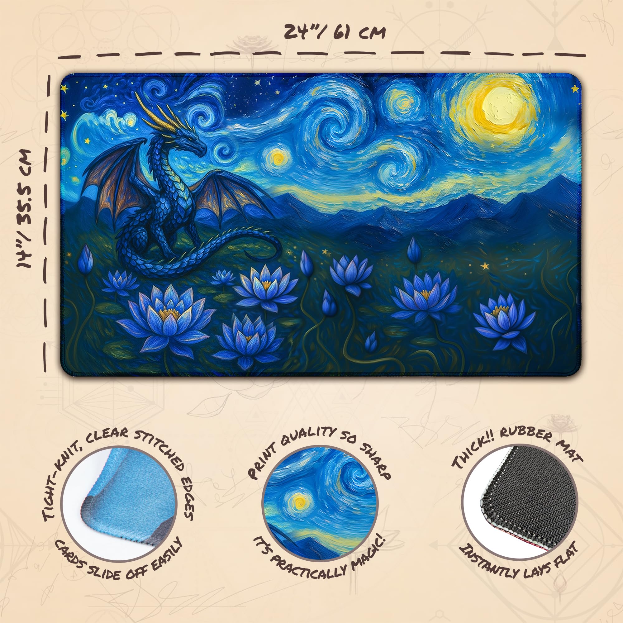 Tappetino Da Gioco MTG Con Custodia Tubolare – Viola 61x30,5cm – Playmat Per Magic The Gathering Con Regole Del Campo