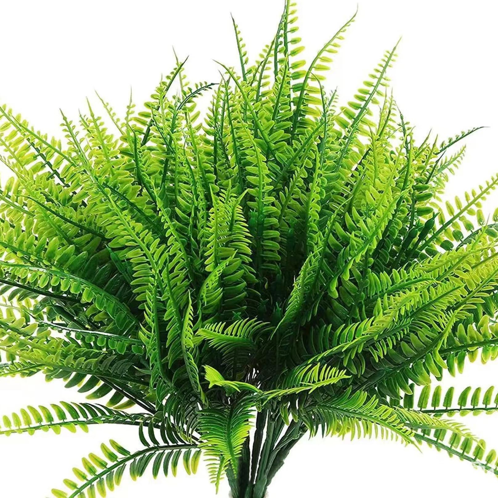 CAKEEYUM Fake Ferns, 12PCS 15.8 Inch UV Resistant Artificial Ferns, Plastic Faux Fern, Lifelike Fern Plant for Garden Front Porch Table Window Box Home Decor