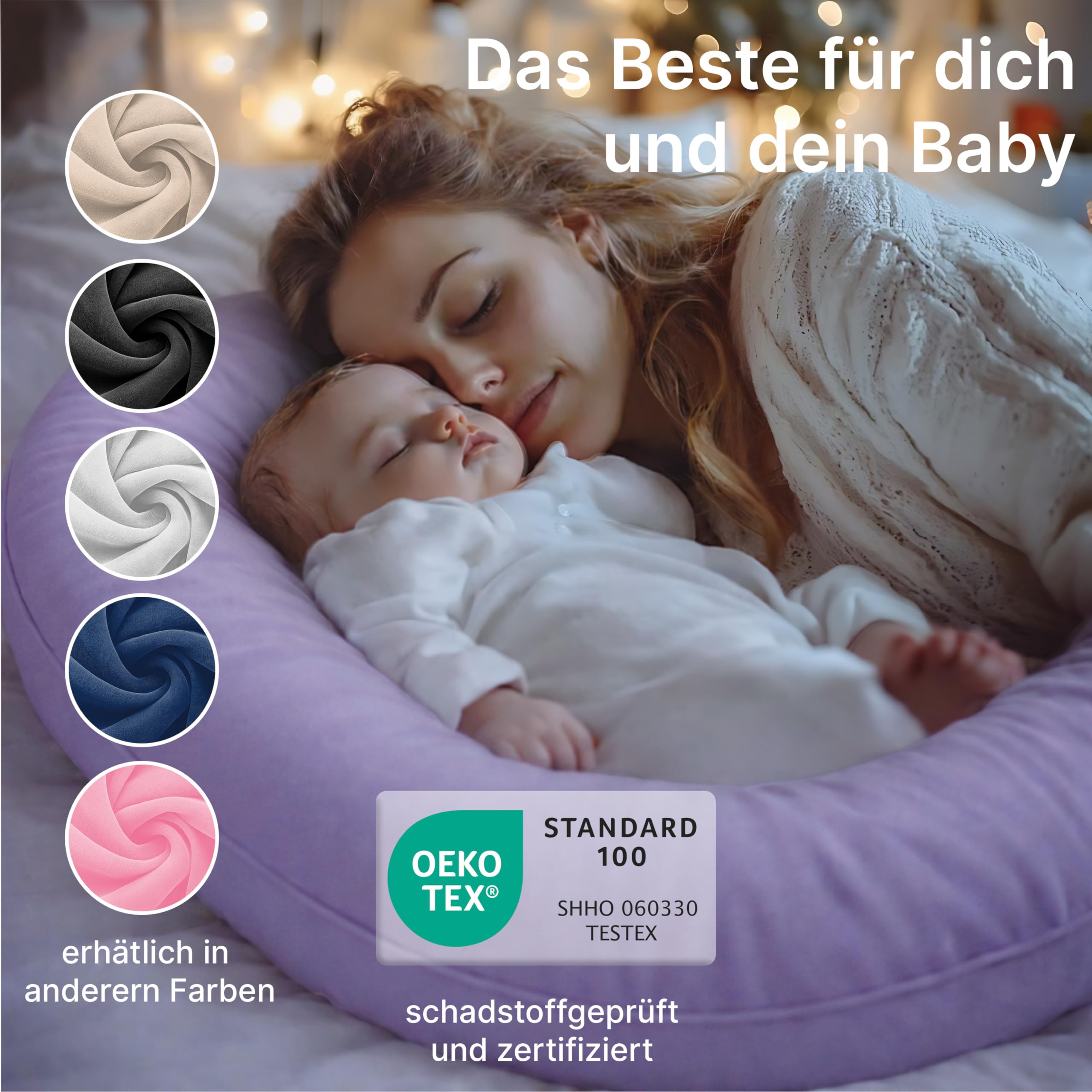 ELONEO NEU Seitenschläferkissen mit Bezug | Stillkissen | Schwangerschaftskissen XXL | Pregnancy Pillow | Komfortkissen für die Schwangerschaft | Lesekissen waschbar, lila
