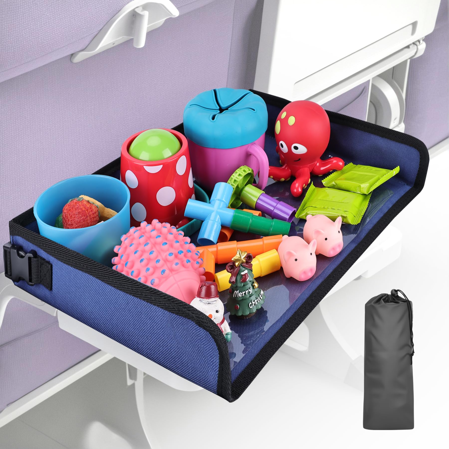 Kids Tray Table Cover, Airplane Tray Cover with Pockets