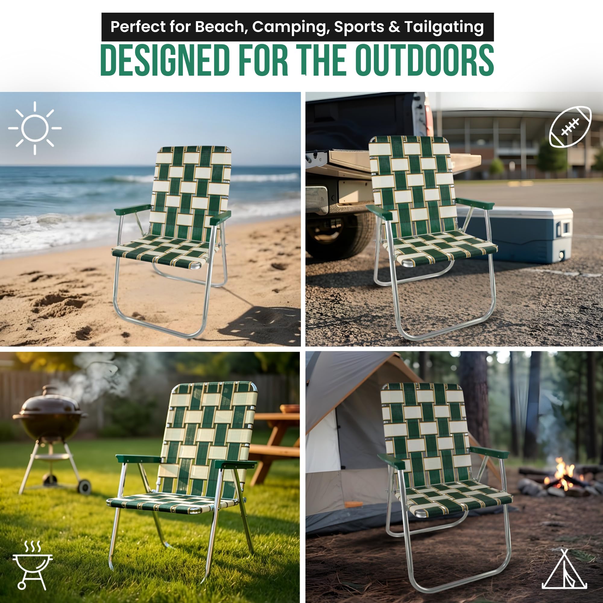 Lawn Chair USA Folding Aluminum Outdoor Patio Lawn Chair | Heavy