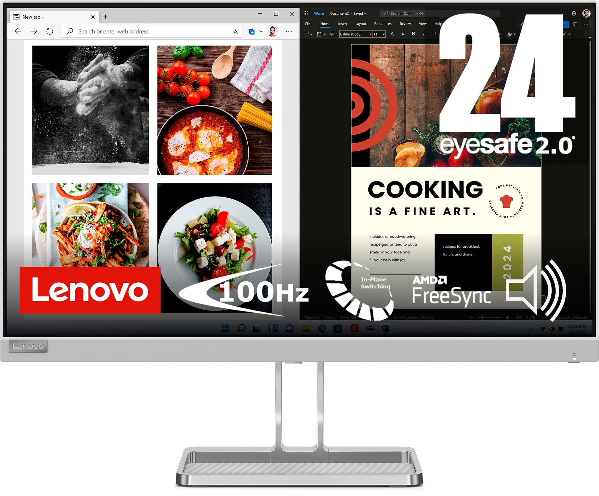 Lenovo L24i-40 24 inch PC Monitor | FHD, 1080p, 100Hz, 4ms