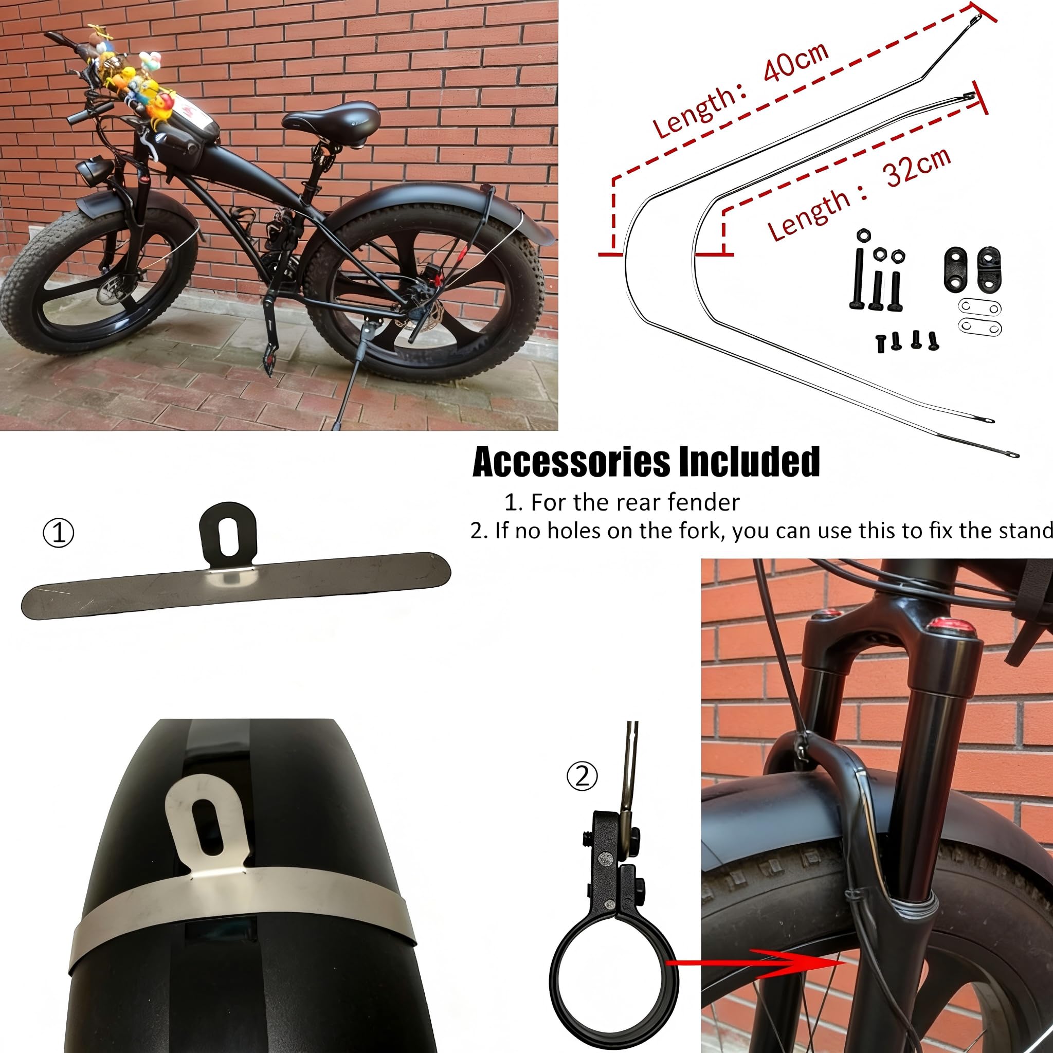 Generisch Fahrrad Schutzblech Fahrrad Schutzblech Set 26x4.0 inch Breite vordere hintere Kotflügel MTB Off-Road Fat Tire Bike Wings Full Coverage Bike Plastic