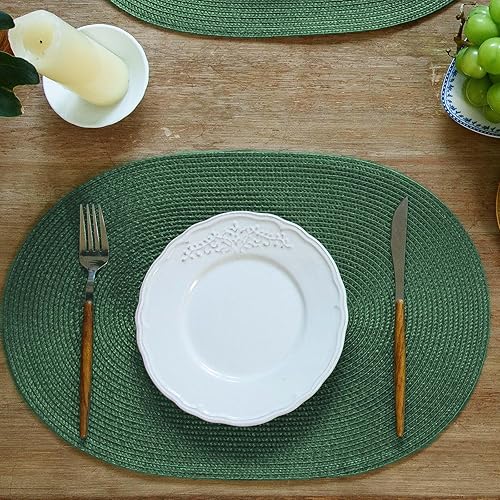 Miniatura 4 de FunWheat Juego de 6 manteles individuales trenzados ovalados para mesas de comedor, lavables, resistentes al calor, para uso en interiores y