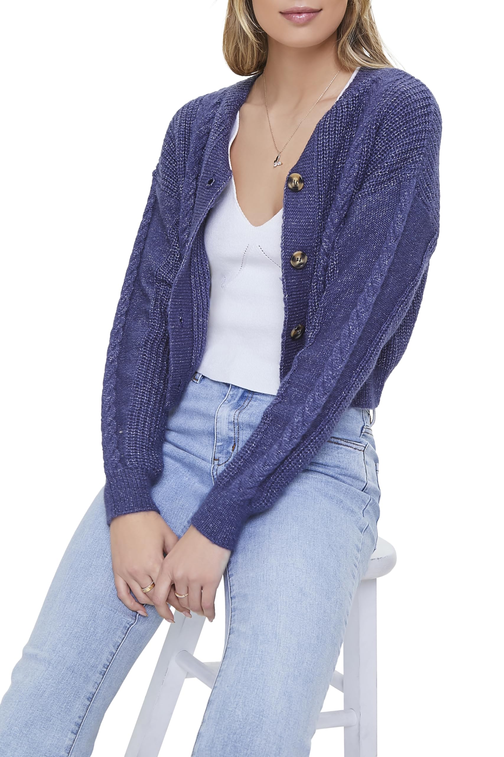 Forever 21 Women's Cable Knit Cardigan Sweater