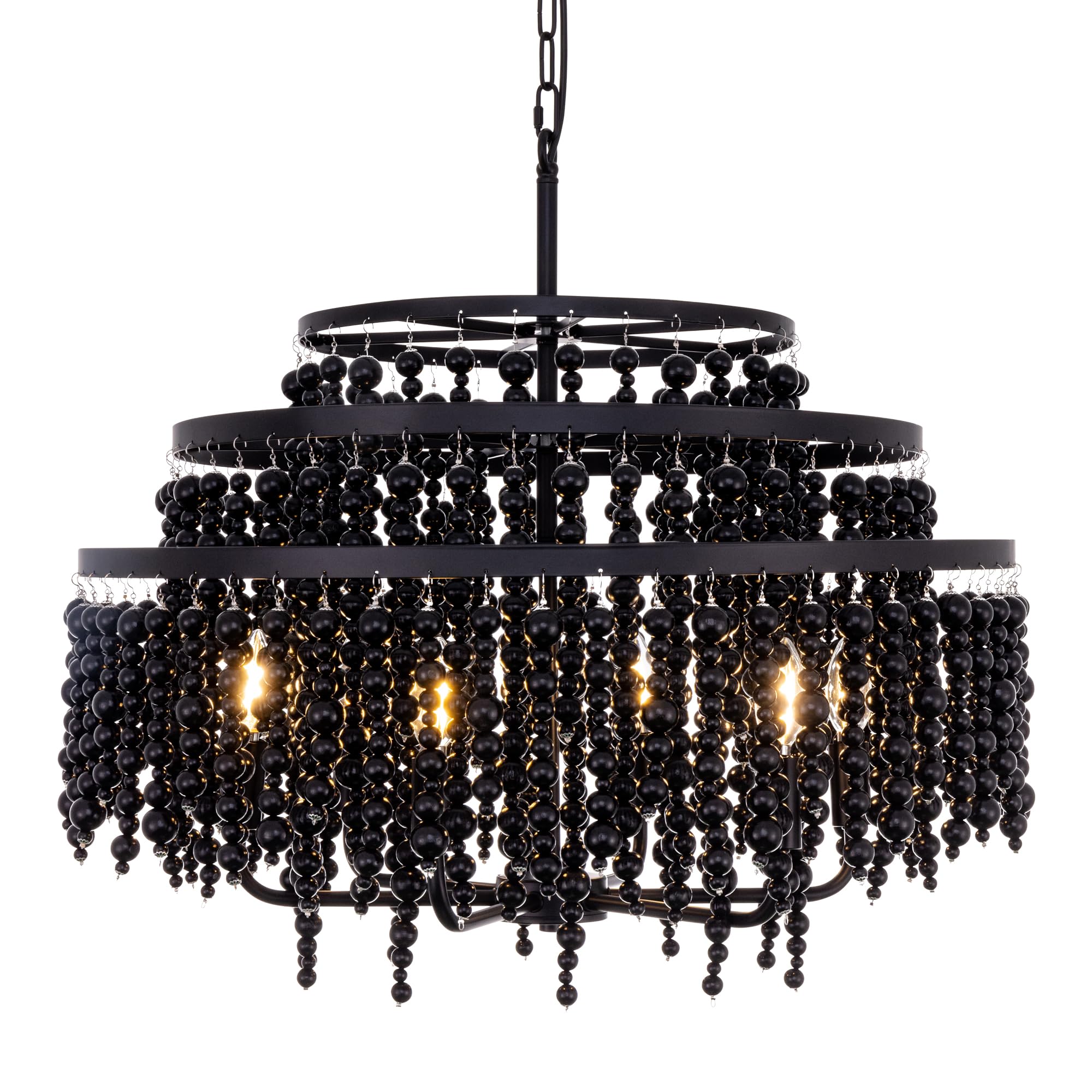 TOCHIC Large Black Beaded Chandelier 26.4