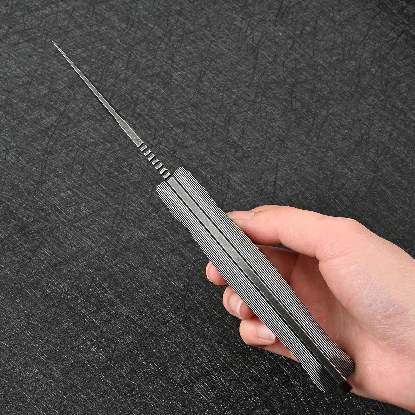 DC53 Stahl messer Feststehende Klinge G10 Griff mit Kydex Scheide für Männer EDC Camping Survival Outdoor (Schwarzer Stein wash+grauer Griff)