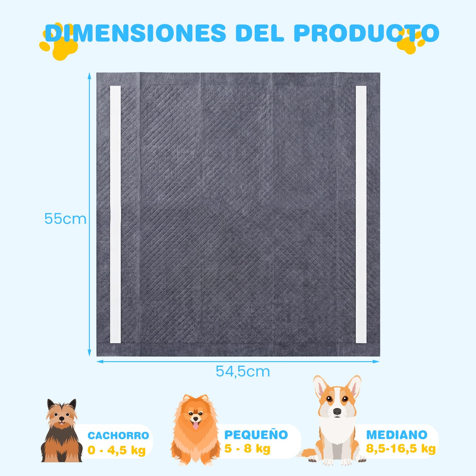 COSTWAY Empapadores Perros, 60 x 60 cm (150 Unidades), Almohadillas de Adiestramiento de Perros y Cachorros, Diseño 6 Capas, Carbón para Control de Olor, Antifugas, Absorbentes, Secado Rápido, Negro