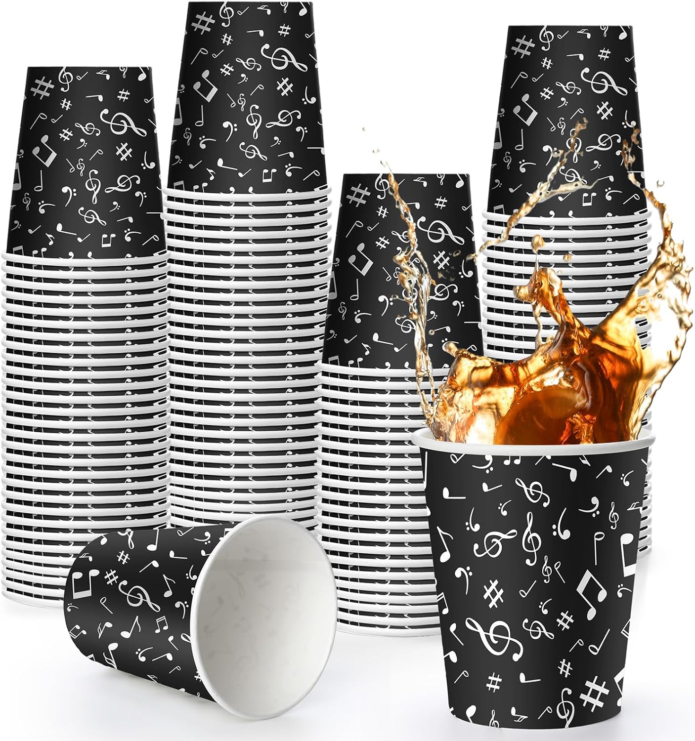 FillTouch 100 Pcs Music Paper Cups Disposable Cups Musical