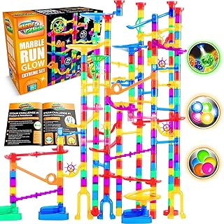 Marble Genius Marble Run Race Track - 300-Piece Multicolor Glow Extreme Set - STEM Building Toy & Marble Race Set for Kids Ages 4+