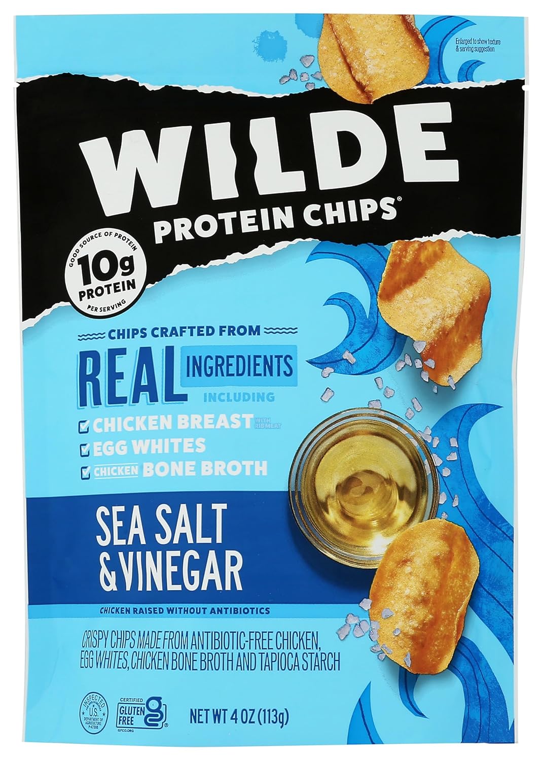 Wilde Snacks Chips Protein Seasalt Vingar...