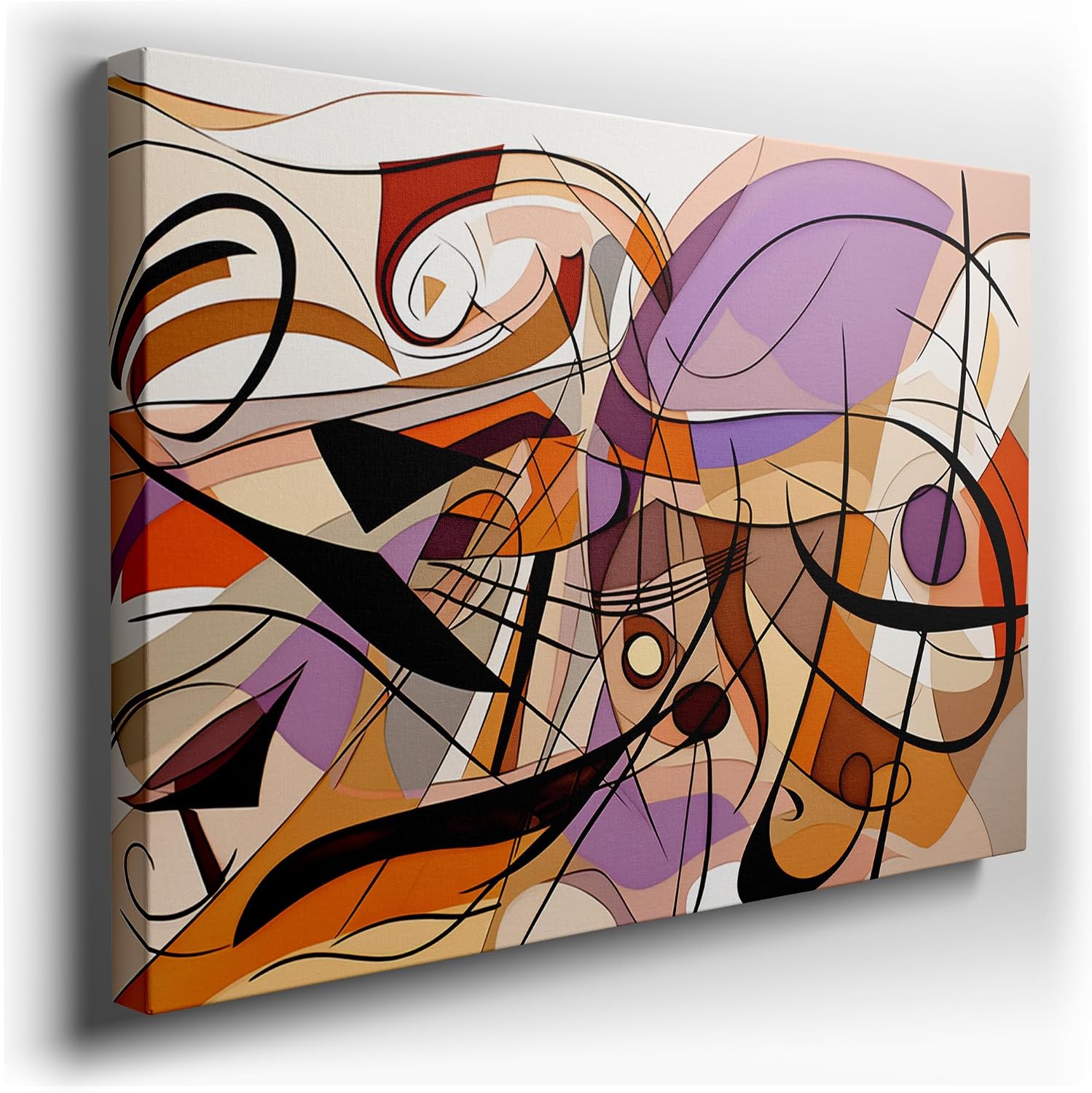 Canvas for Living room. Entwined Vitality: A Lively Dance of Hues and Curves in Digital Art, 27 x 18 inch Canvas Wall Art - Contemporary Masterpieces - Modern Home Decor