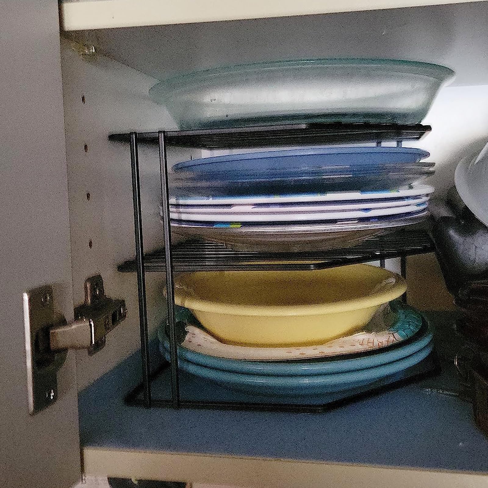 Estante de esquina de cocina de 3 niveles, organizador de armario y mostrador de cocina, 9 x 9 x 7.5 pulgadas, alambre de metal, organizador de armario de despensa y estante de almacenamiento 6