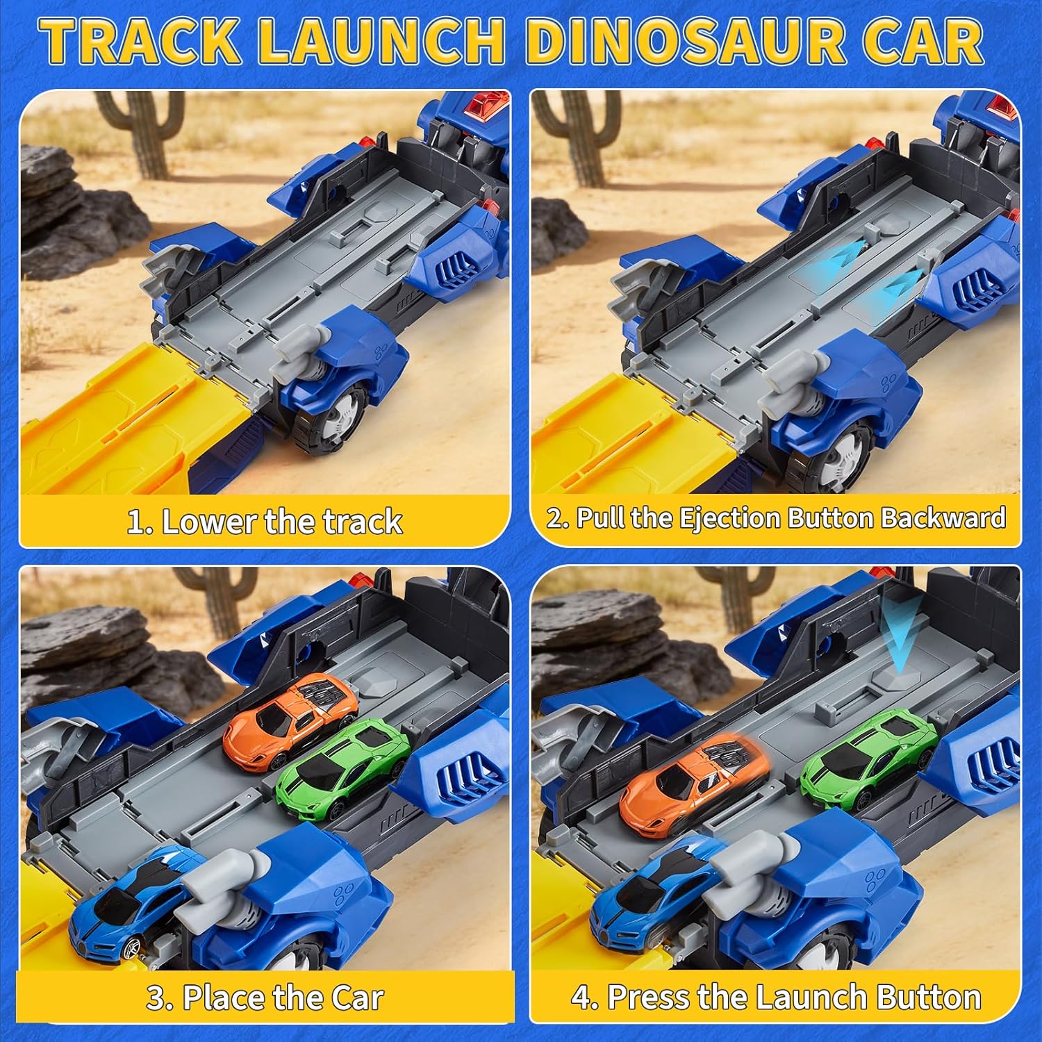 Dinosaur Carrier Truck Playset,12 Dinosaur Cars with Foldable 3-Layer Race Track, Fun Kids Toy for Toddlers & Boys/Girls Ages 3+, Great Xmas Gift Idea