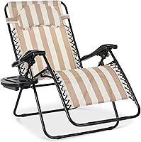 Vista 41 de Best Choice Products Silla reclinable de patio al aire libre de gran tamaño con gravedad cero, plegable, con portavasos y bandeja de accesorios