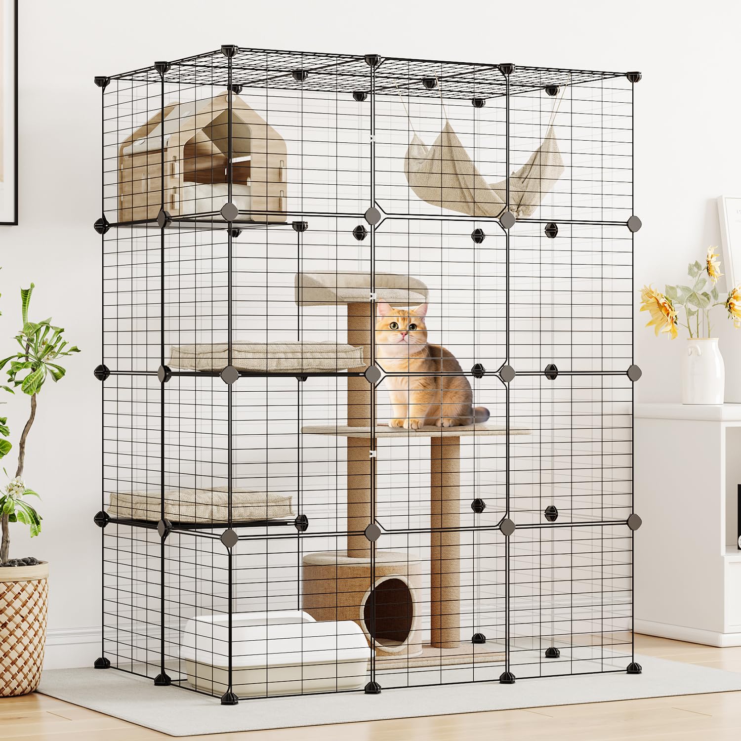 Amazon.co.jp: Topzoo 猫 ケージ 大型 3段 多頭飼い キャットケージ