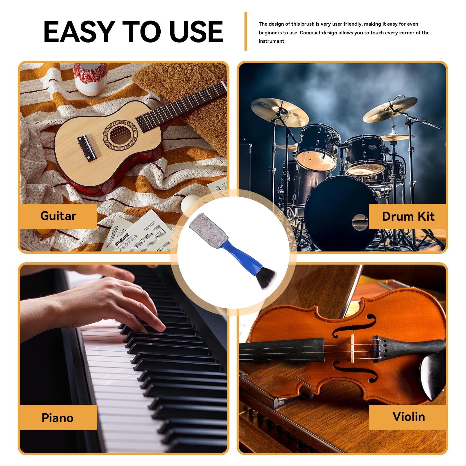 Brosse à Cordes Guitare Et Violon – Nettoyage Précis Pour Entretien Instrument – Durable Et Pratique